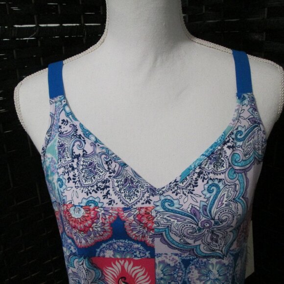 Linea Donatella Printed Sleeveless Chemise Blue BOHO Print NWT - Picture 7 of 10